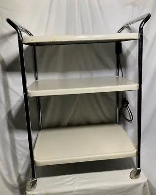 Vtg Cosco Metal Utility Table Rolling Cart 3 Tier Kitchen Home- White No. 12-104 • $98