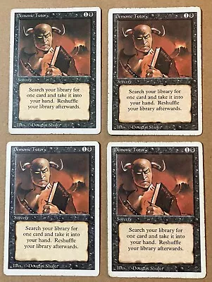 Demonic Tutor Set Of 4 Cards! - Revised ~ MP/HP ~ MTG 3ED Magic: The Gathering • $91