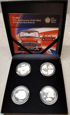 ROYAL MINT 2009 Silver Proof 50th Anniversary Of The MINI Motor Car  £5 Coin Set • £225
