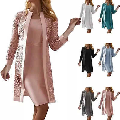 Womens Lace Mother Of The Bride Dress Formal Gowns With Hollow Out Jacket 2pcSet • $38.63
