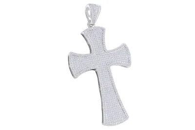 Round Shape 2 Ct White Natural Diamond Cross Pendant Sterling Silver • $1180.22