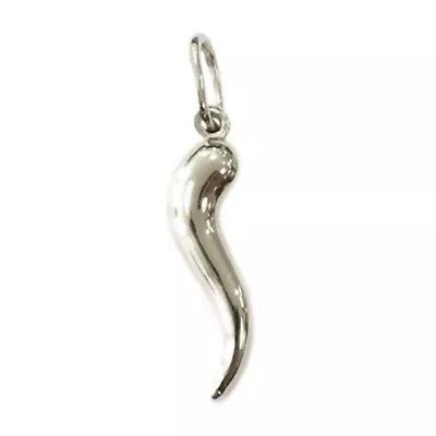 9ct White Gold Horn Of Plenty Cornicello Corno Chilli Pendant Italian MEDIUM 2cm • £73.77