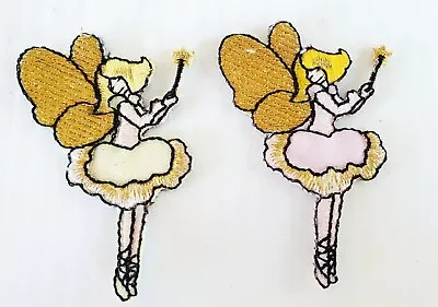 Lot Of 2 X Cloth Patch Motif Applique -  Cute Fairies With Wand • $5.99