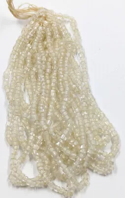 Vintage Glass Czech Seed Beads Transparent Cream Lined 11/0 20 String Hank • $6