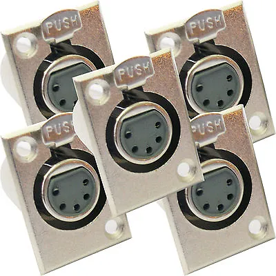 QTY 5 XLR 5 Pin Pole Female Solder Connector Chassis Panel Mount Module Socket • £9.99