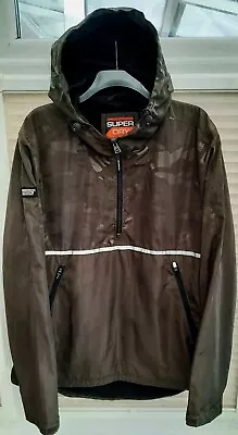 Mens 3XL Superdry Overhead 1/2 Zip Fleece Lined Cagoule Khaki Green. Fab Cond.  • £25.99