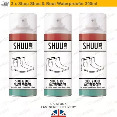 3X Waterproof Shoe And Boot Spray Leather Suede Canvas Shoe Protection 300ml • £9.95