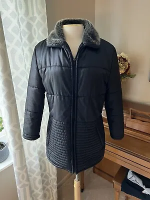 Vintage VERSACE SPORT Puffer Jacket Winter Coat Full Zip Faux Fur Trim IT 46 • $84.50