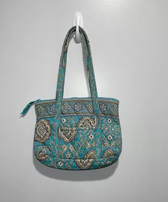 Vera Bradley Totally Turq Retired Shoulder Strap Small Purse Bag Handbag Tote • $9.99