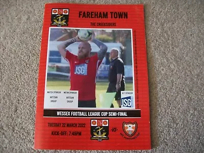 Fareham Town V Afc Portchester  Wessex League Cup Semi Final 2022 Programme   • £1.75