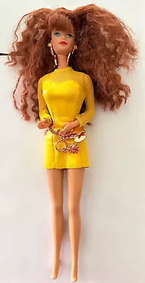 1992 Earring Magic Midge Mattel Barbie Doll 10256 Yellow Mini Dress Crimped Hair • $39.99