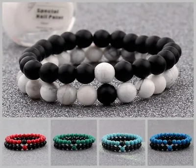 $4.59 • Buy Couples His & Hers Distance Bracelet Lava Bead Matching YinYang Valentine's Gift