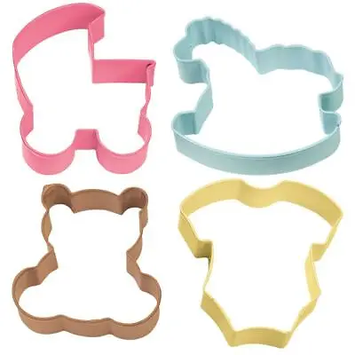 $4.99 • Buy Wilton Painted Metal Cookie Cutters Baby Theme Buggy Bear PJ's Rocking Horse X 4