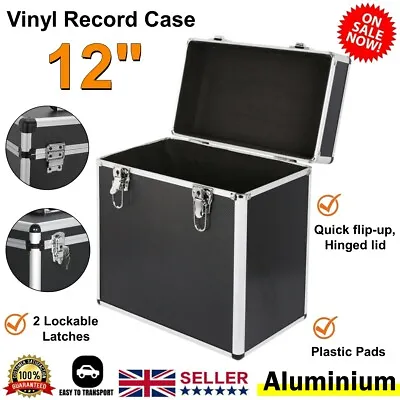 12  Vinyl LP Record Carry Storage Case Holder Aluminium DJ Collection Box Black • £26.79