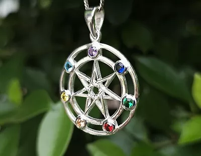 Heptagram Pendant STERLING SILVER 925 Elven Star Faery Star Seven Pointed Star • $46.99