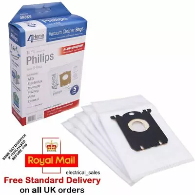 FITS PHILIPS ZANUSSI ELECTROLUX VACUUM CLEANER MICROFIBRE S CLASS DUST BAGS X 5 • £8.99