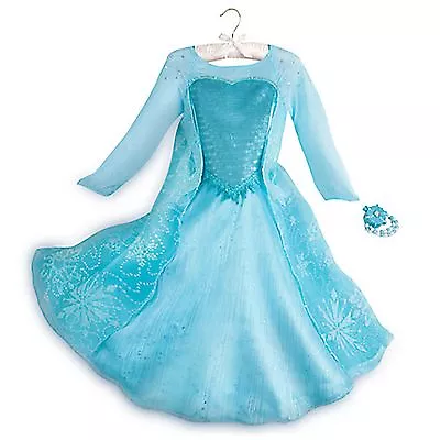  Disney Store Elsa Deluxe Costume W/ Light Up Bracelet Dress Frozen RETIRED NEW • $54.95