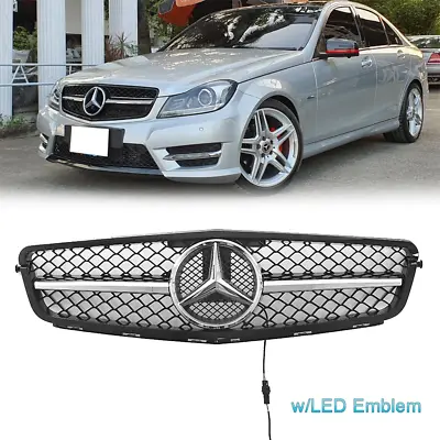 AMG Style Grille W/LED Star Chrome For Mercedes Benz 2008-2014 W204 C-Class C300 • $63.95