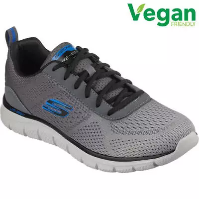 Skechers Track Ripkent Mens Grey Lace Up Vegan Trainers Shoes Size UK 7-13 • £49.99