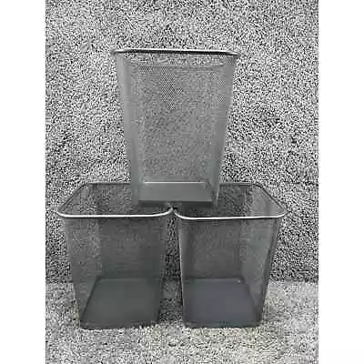 Set Of 3 Steel Mesh Square Open Top Waste Basket Bin • $24.92