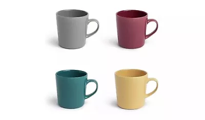 Set Of 4 Glazed Mugs Colourful Stoneware Tea Latte Cappuccino Cups 305ml Gift • £17.99