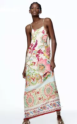 £27 • Buy Zara 💥💖Long Floral Paisley Printed Lingerie Dress Size M BNWT
