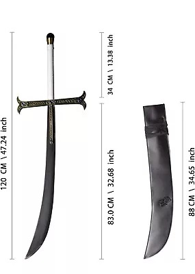 Hawkeye Mihawk Steel Sword Cosplay Costume One Piece Dracule Replica Prop 47” • $149