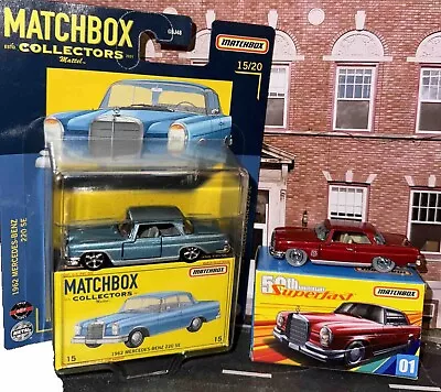 Lot Of 2 Matchbox & Superfast Mercedes Benz 220 SE W/Box Opening Doors NIP 1:64 • $7.39