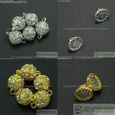 10 Sets Crystal Rhinestone Strong Magnetic Round Ball Connector Clasps Making • £5.81