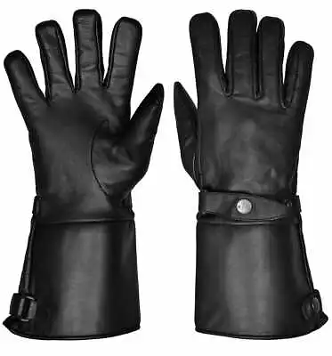 Motorcycle Leather Gauntlet Gloves With Lining Free Shipping! • $29.99