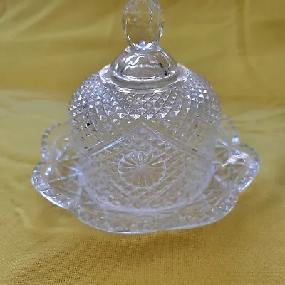 $10 • Buy Fostoria Clear Round Dome Covered Pressed Glass Cheese Butter Keeper Dish AVON