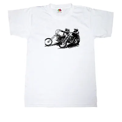 $10.98 • Buy Easy Rider Motorcycle Biker 100% Cotton Unisex Premium White Mens T-shirt