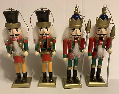 Nutcracker Wood Holiday Decor 6” Christmas Tree Ornaments Lot Of 4 Multicolor • $15.97