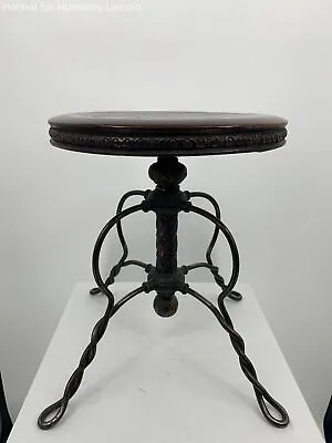 $120 • Buy Antique Tonk Iron & Wood Piano Stool Late 1800's Early 1900's