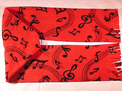 Musical Notes On Red Fleece Scarf • $9.95