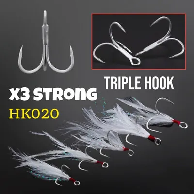 TrebleFishing Hooks With Feather Tackles Fishing Hook Fishing Access_zt • $1.02