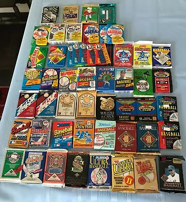 Hugh Lot Of 100 Unopened Old Vintage Baseball Cards In Wax  Cello Rack Packs • $7
