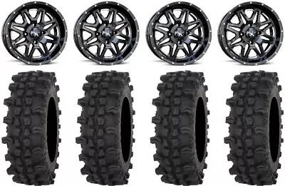 MSA Black Vibe 14  UTV Wheels 28  ACP Tires Kawasaki Mule Pro FXT • $1450.40