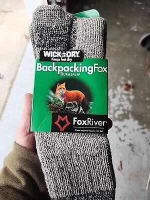Fox River Wick Dry Explorer Wool Hiking Crew Socks For Men Large Khaki/ Blue • $4.60