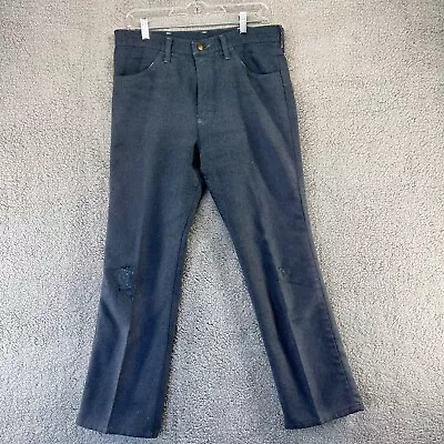 Vintage Wrangler Pants Adult 34 Blue Khaki Rockabilly Fits 32x30 Distressed 80s • $8.69