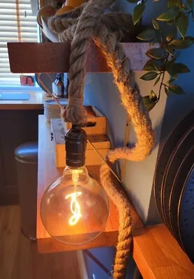 2m Long Natural Jute Rope Lamp Light Individual Creative Light With 3 Pin Plug • £26