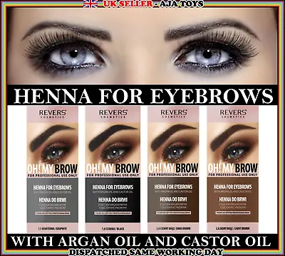 Henna Eyebrow Tint Cream Bio Formula Argan & Castor Oil Full Dye Kit Set 15ml • £3.98