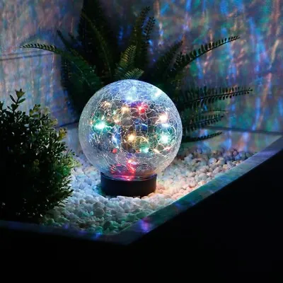 Solar Powered Crackle Ball Multi-Coloured LED Energy Efficient No Running Costs • £12.99