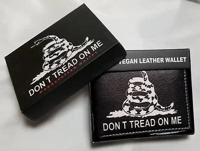 Don't Tread On Me Snake Print On Handcrafted Wallet BI-Fold Men's Vegan Leather • $12.99