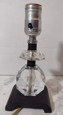 Vintage Table Lamp Clear Acrylic With Black Accents And Base Mid Century Modern • $49.99