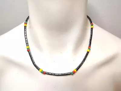 Hematite Rasta Necklace Collar Style Beaded • $5