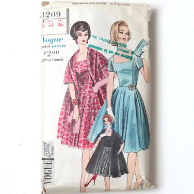 Vtg 1961 Vogue Special Design 4209 Dress & Coat Pattern Sz 14 Bust 34 • $20