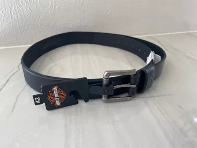 Men's HARLEY-DAVIDSON NWT Heritage Grooved Roller Leather Belt-Black-Size 42 • $41