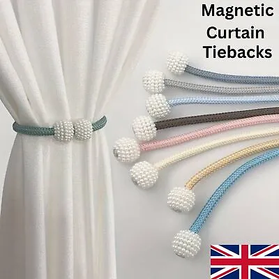 1 Pair Magnetic Curtain Tiebacks Holdbacks Buckle Clips Weave Rope Tie Backs UK • £5.20