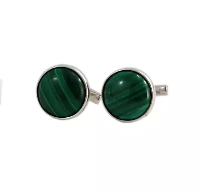 Natural Malachite Gemstone 925 Sterling Silver Cufflinks Specially For Men's • $58.50